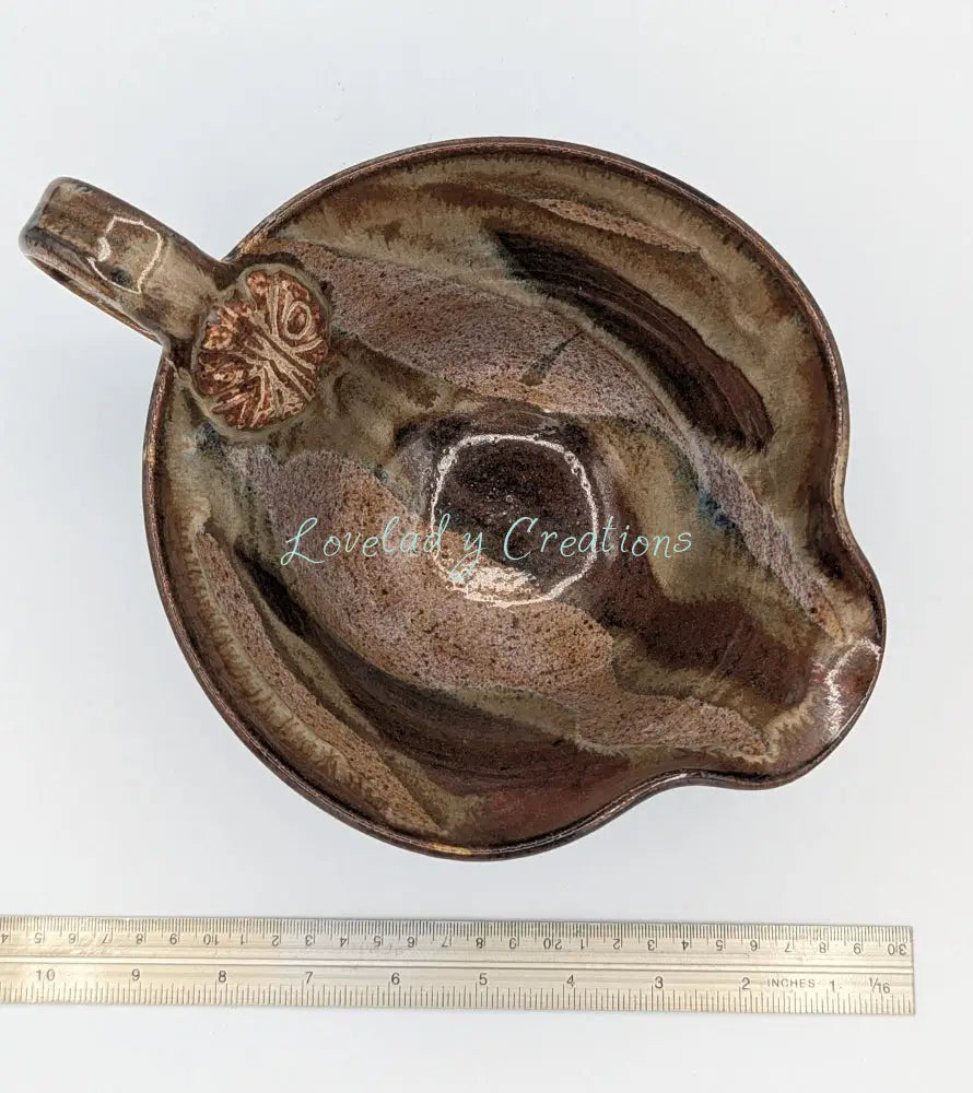 Artisan Handcrafted Batter Bowl with Abstract Glaze & Embossed Detail Bowl