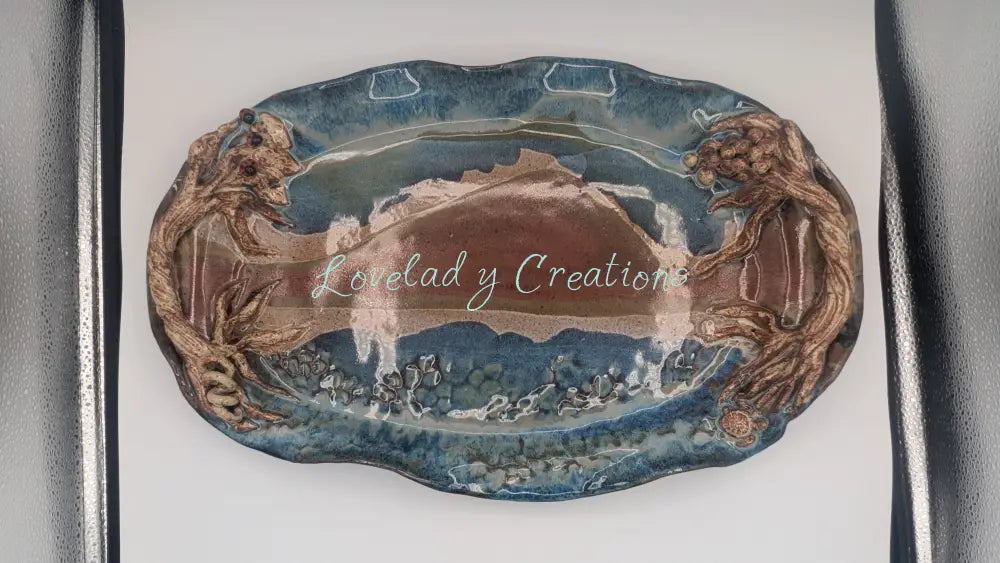 Handcrafted ’Beautiful Day in the Mountains’ Scenic Serving Platter Platter