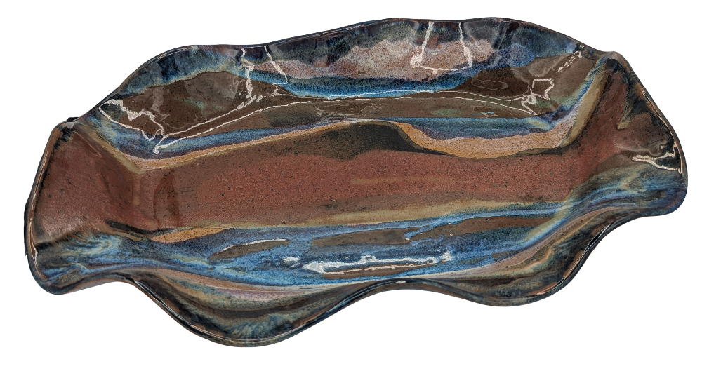 Grand Artisan Wavy Serving Platter: North Georgia Mountain Inspired Glazes