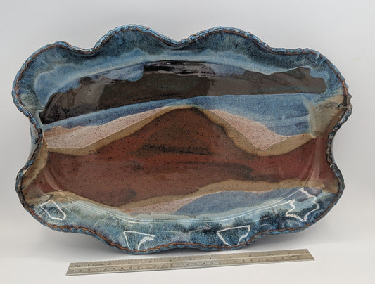 Stunning Handcrafted Ceramic Platter - Abstract Landscape Design