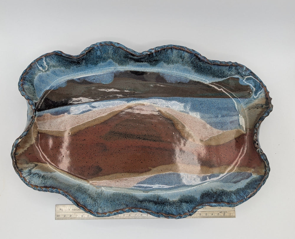 Stunning Handcrafted Ceramic Platter - Abstract Landscape Design
