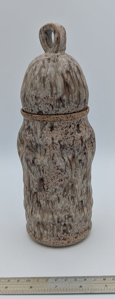 Rustic Chic Textured Ceramic Canister with Loop Handle Lid