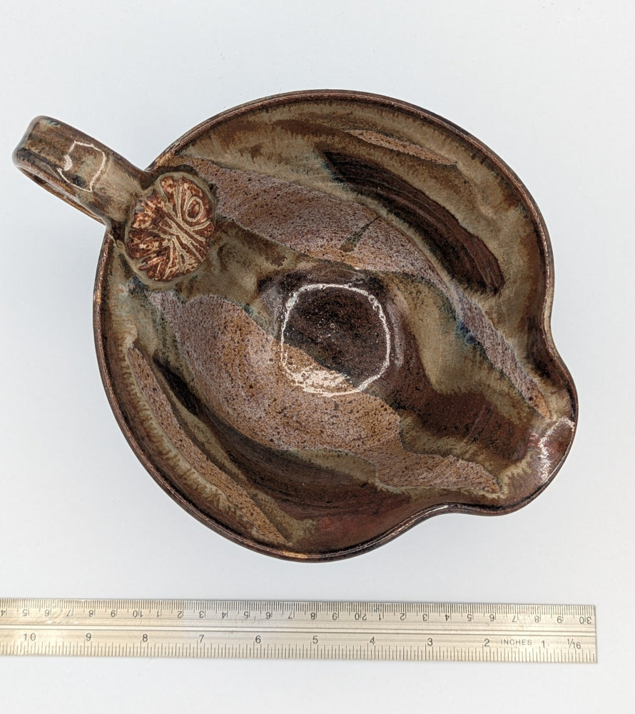 Artisan Handcrafted Batter Bowl with Abstract Glaze & Embossed Detail