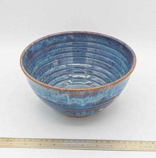 Artisan Hand-Thrown Ceramic Bowl in Ocean Blue