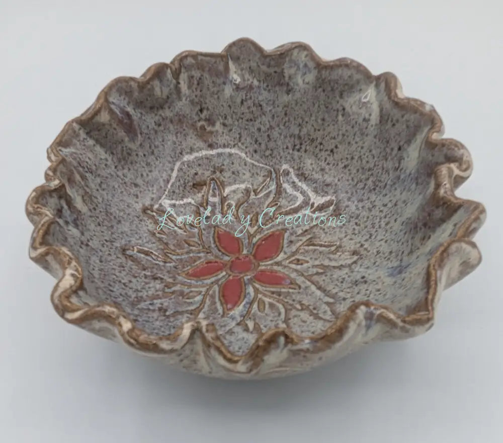Handcrafted Ceramic ’Berry Blossom’ Trinket Dish Bowl
