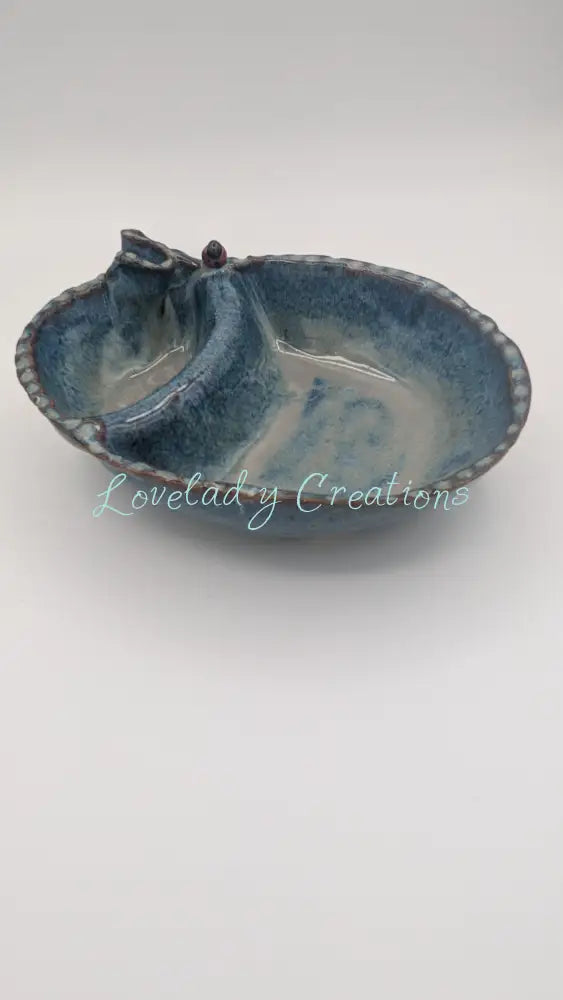 Handcrafted ’Garden Delight’ Chip & Dip Bowl Blue Chip and Dip