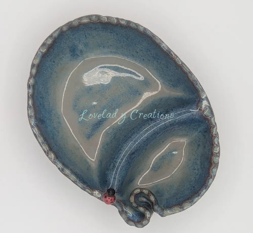 Handcrafted ’Garden Delight’ Chip & Dip Bowl Blue Chip and Dip