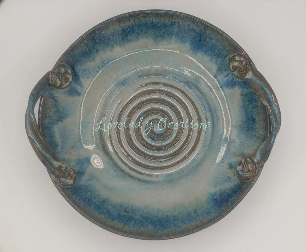 Handcrafted ’Ocean Swirl’ Handled Serving Bowl / Centerpiece Bowl