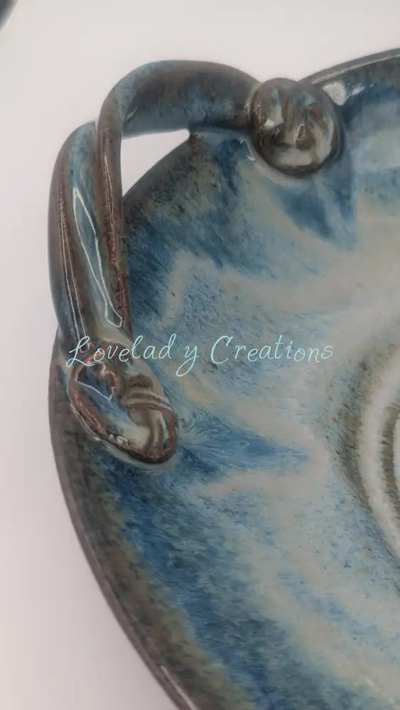 Handcrafted ’Ocean Swirl’ Handled Serving Bowl / Centerpiece Bowl