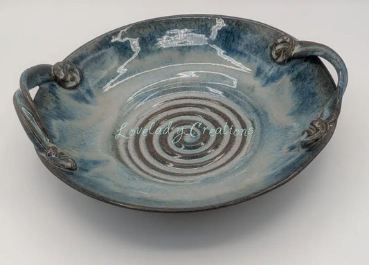 Handcrafted ’Ocean Swirl’ Handled Serving Bowl / Centerpiece Bowl