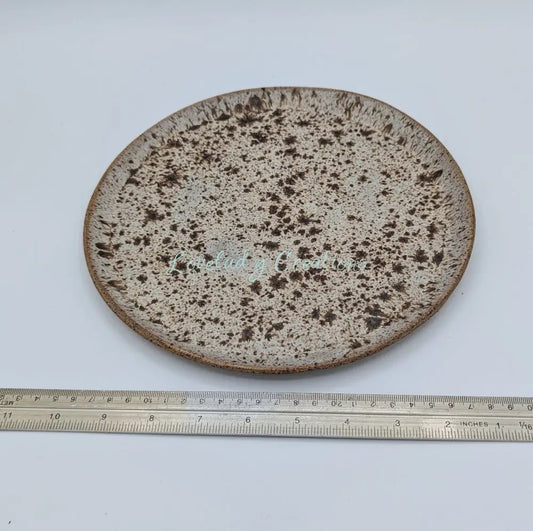 Handcrafted Speckled Earth-Toned Ceramic Plate Plate