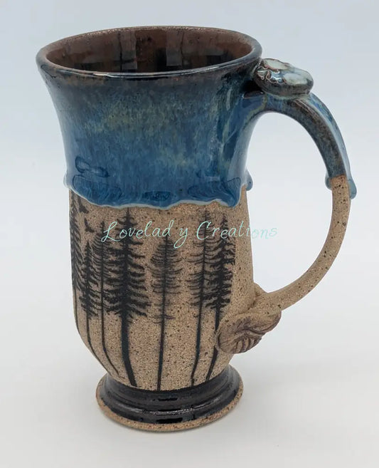 Large Wheel Thrown Mug With Trees Mugs