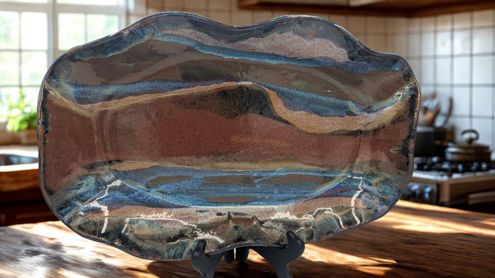 Grand Artisan Wavy Serving Platter: North Georgia Mountain Inspired Glazes