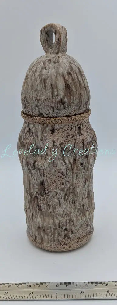 Rustic Chic Textured Ceramic Canister with Loop Handle Lid Cannister