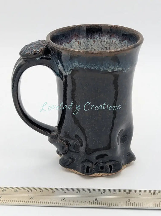 Small Artisan Handcrafted Coffee Mug with Unique Embossed Details and Rich Glaze Mugs