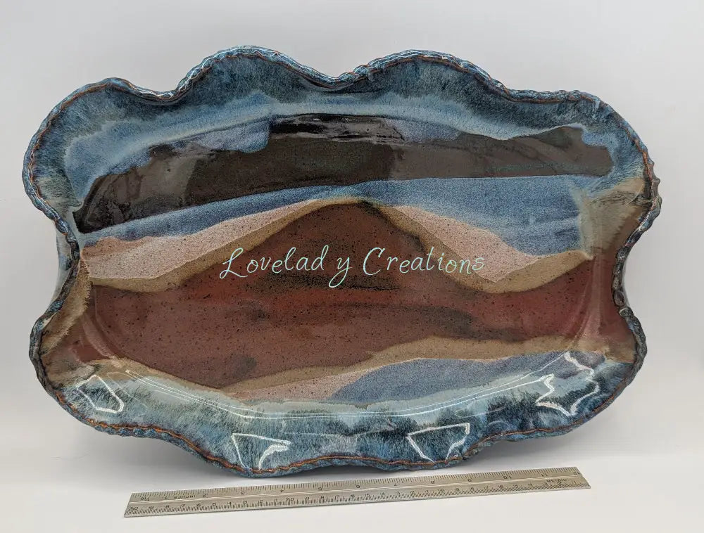 Stunning Handcrafted Ceramic Platter - Abstract Landscape Design Platter
