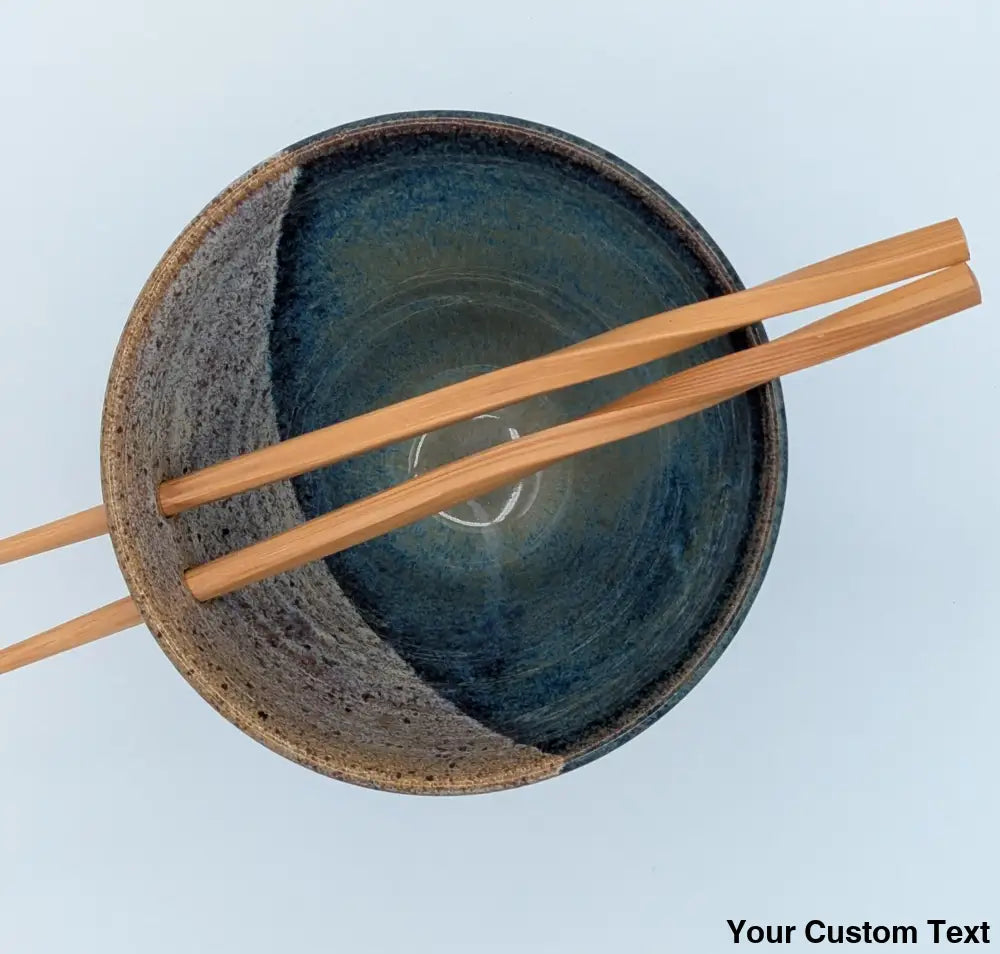 Wheel thrown Ramen Bowl with Chopsticks Bowl