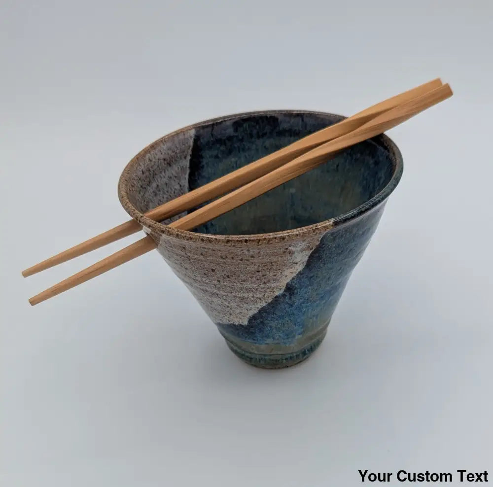 Wheel thrown Ramen Bowl with Chopsticks Bowl